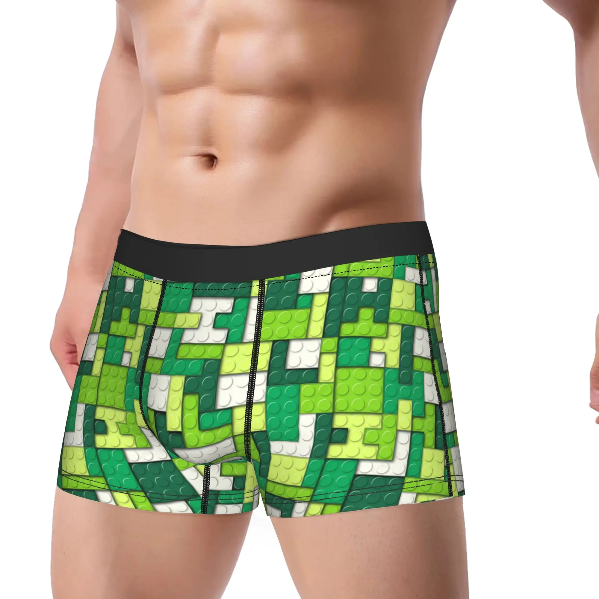 Pixel Mosaic Texture Underwear  Male Shorts Briefs Elastic Boxershorts Quality Print Plus Size Underpants