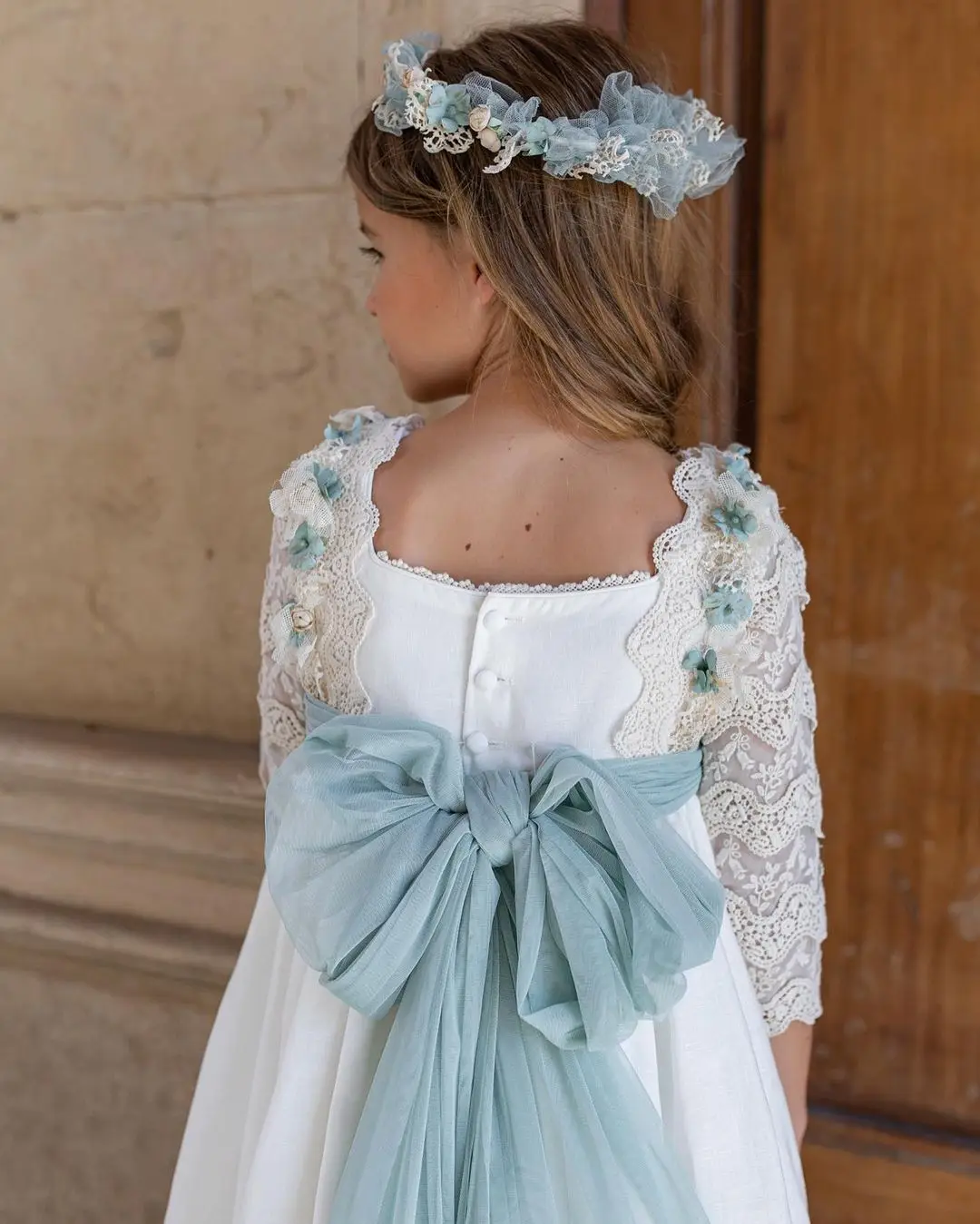 FATAPAESE Fairy Flower Girl Dress Communion Finished Off with Lace on the Neckline Sleeves Embroidered Contton A Line Gown Fairy