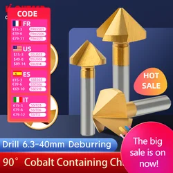 90 Degree HSS Cobalt Containing Chamfer Countersunk Drill 6.3-40mm Deburring 1 Flute/3Flutes Tools Wear-Resistant And Durable