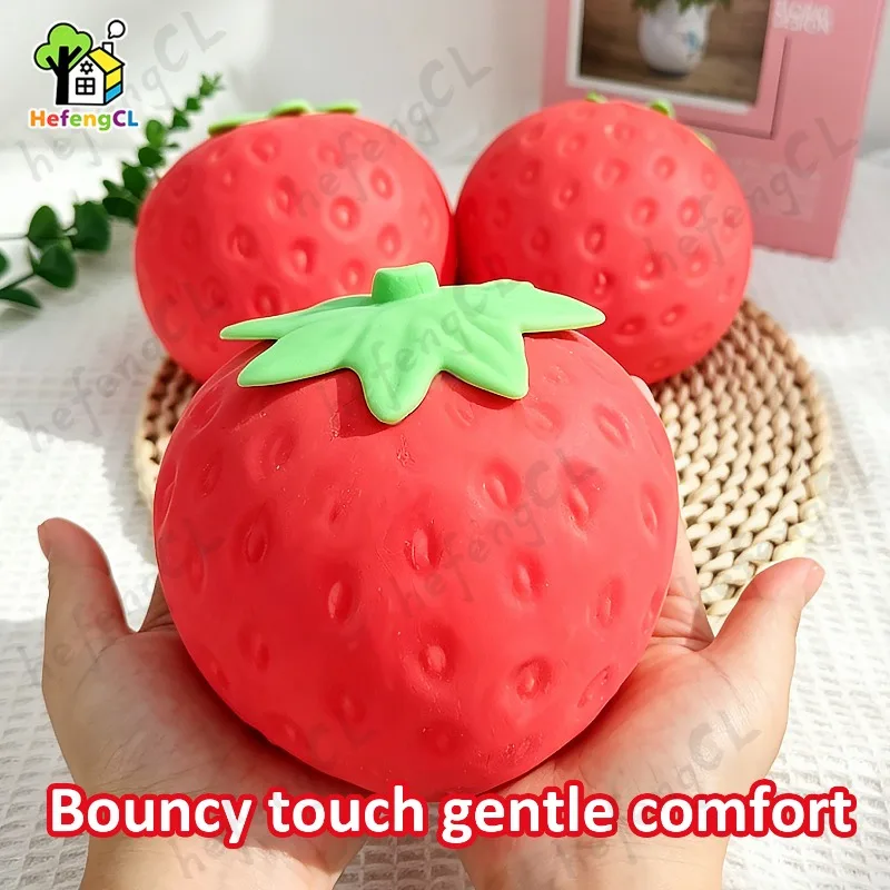 Brinquedo Antiestresse Gigante de Morango HefengCL Taba TPR, Brinquedo Macio para Alívio do Estresse, Simulação de Fruta, Presente para Crianças e Sala de Aula