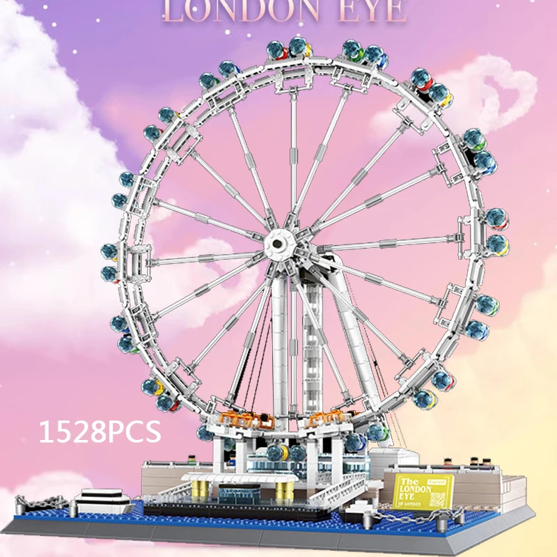 Creatieve Stad Moderne Architectuur Engeland London Eye Bouwsteen Reuzenrad Model Bouwstenen Speelgoed Collectie