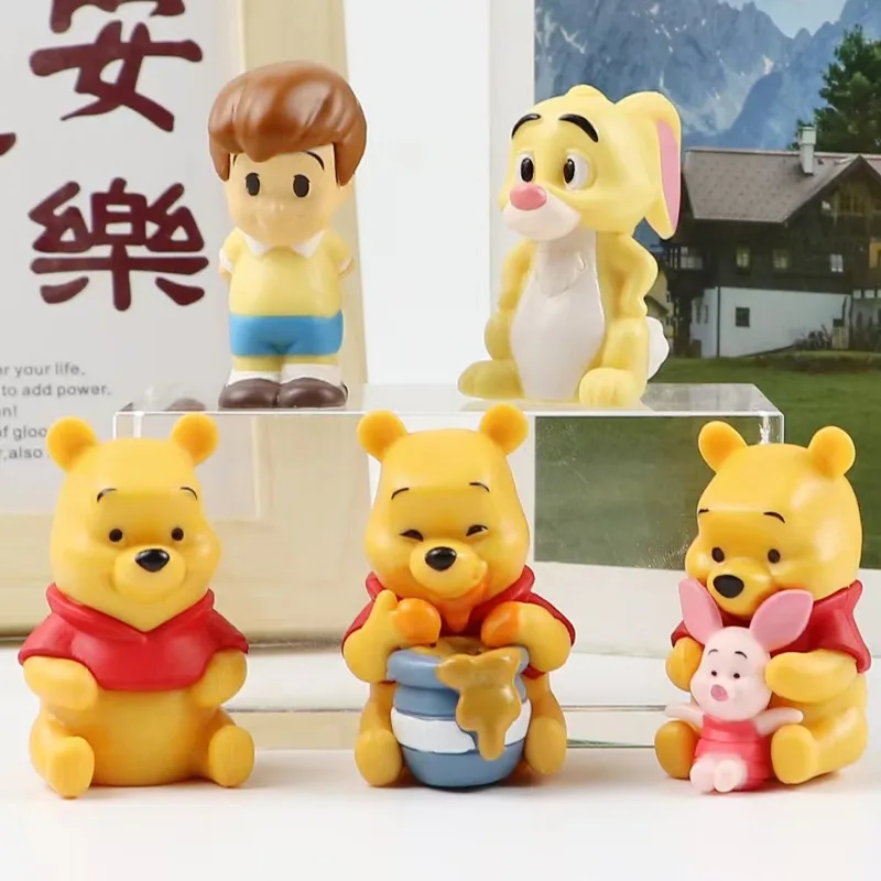 Disney Pooh Bear Tigger Anime Peripherals Cartoon Cute Figure Set Creative Kawaii Tabletop Model Ornaments Children's Toy Gifts