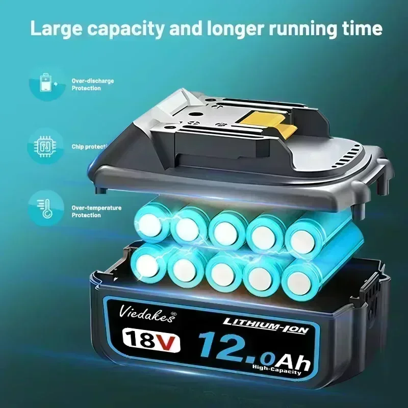 🥇Top Seller! 18V 12.0Ah for Makita Battery: Full-Capacity Li-ion Pack with Stable Performance, Compatible with All 18V Tools🥇