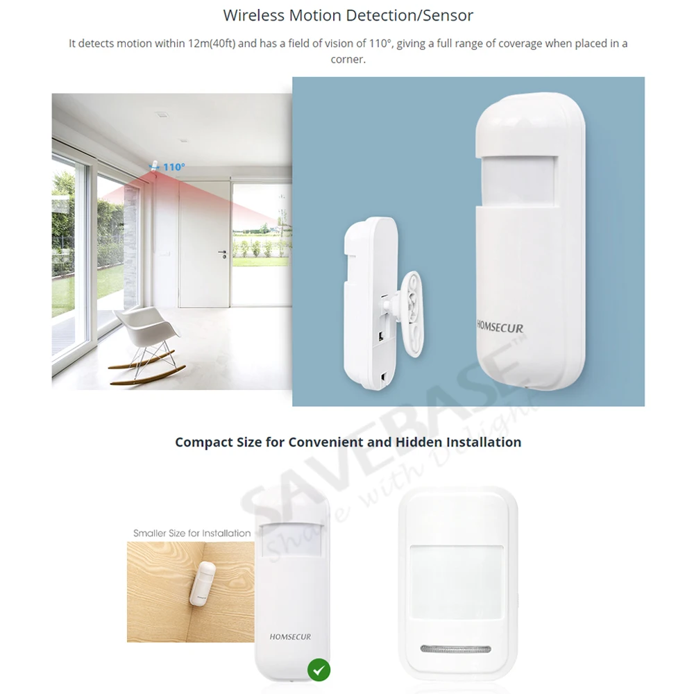 (1/2/3Pcs Optional) H1 Wireless 433MHz PIR Motion Sensor Alarm Detector Infrared Sensor for 4G Tuya WiFi Smart Home Burglar