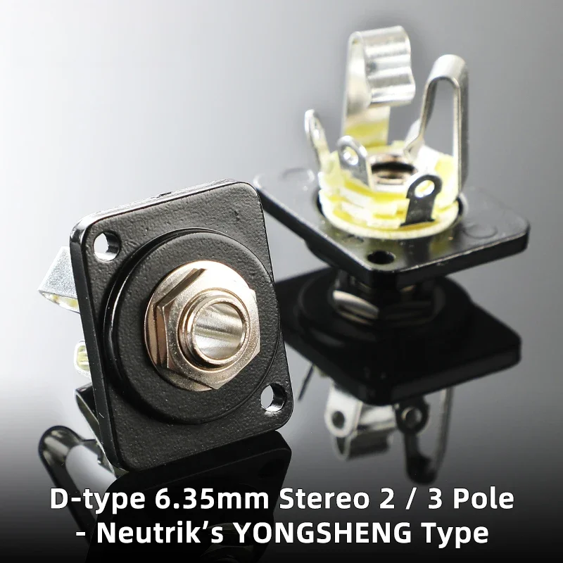 

AVSSZ D Type Stereo Mono Adapter Microphone Audio 6.35 6.5 mm Jack 2 3 Pole Metal Female Socket with Lock Soldering Receptacles