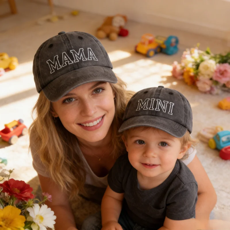 

2 PCS Set New Embroidery Letter Mama Mini Baseball Cap Mother Matching Parent Hats Trendy Snapbacks