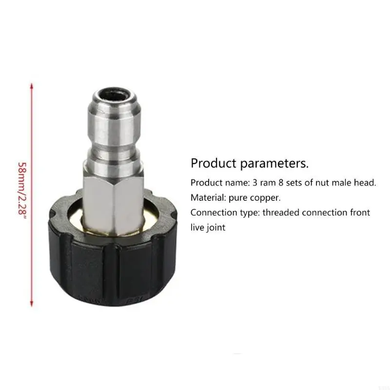 

Y9UA High-Pressure Washer Adapter M22 Thread to 1/4 Inch Quick Fittingsfor Universal Guns