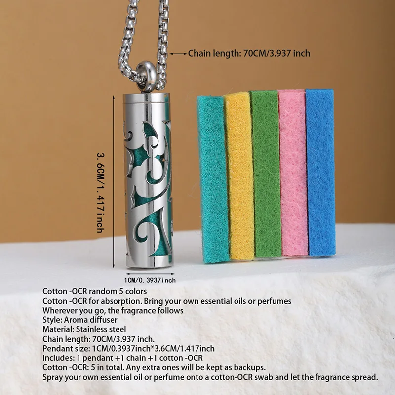 New Perfume diffuser necklace Stainless steel small box Essential oil Perfume Essential Oil diffuser Pendant necklace Fragrance