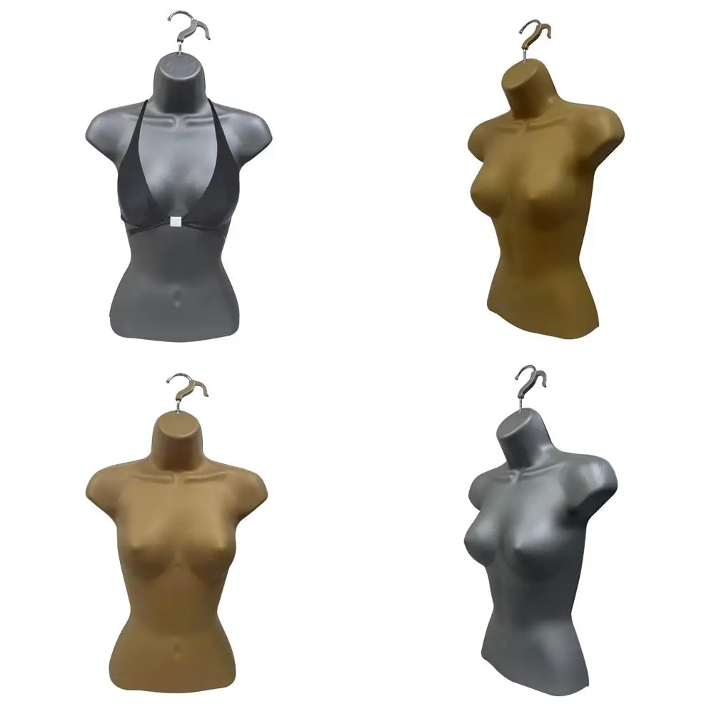 

DisplayTown Female Mannequin Torso Hollow Back Body Stackable Dress Form with Hanging Hooks for Tshirt Display, Countertop, Craf