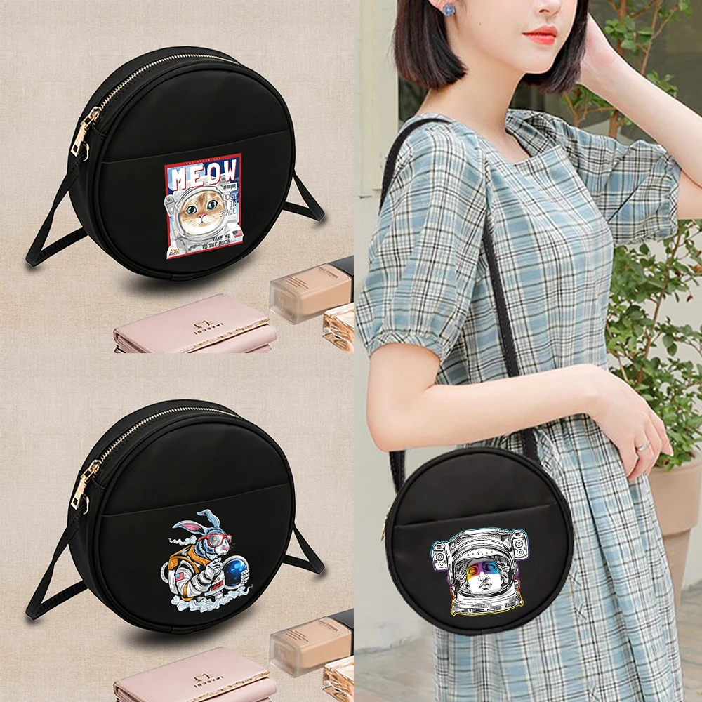 Round Crossbody Bag Mini Phone Purse Astronaut Series Outdoor Travel Storage Pack Portable Female Casual Messenger Bags