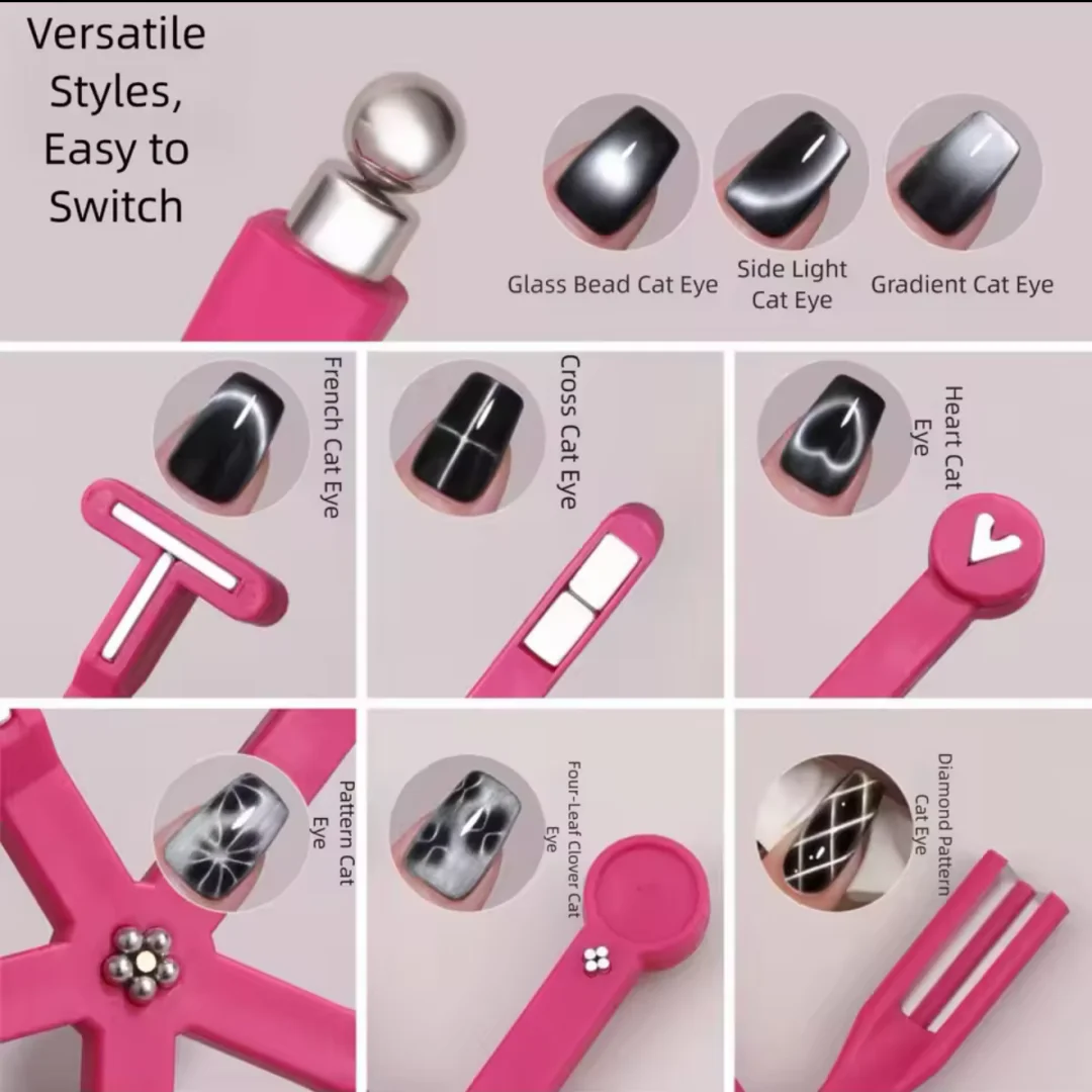 Nail Art Cat's Eye Cylindrical Magnet Tool, Strong Magnetic Fancy Lightning Magnet, Multifunctional Magnet, Cat's Eye Gel Eight-In-One