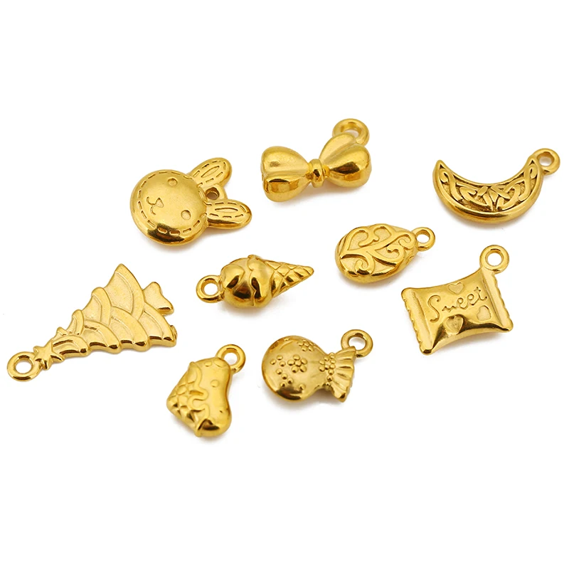 3pcs Stainless Steel Christmas Candy Xmas Tree Gingerbread Bear Charms Pendant for DIY Earrings Necklace Bracelet Jewelry Making