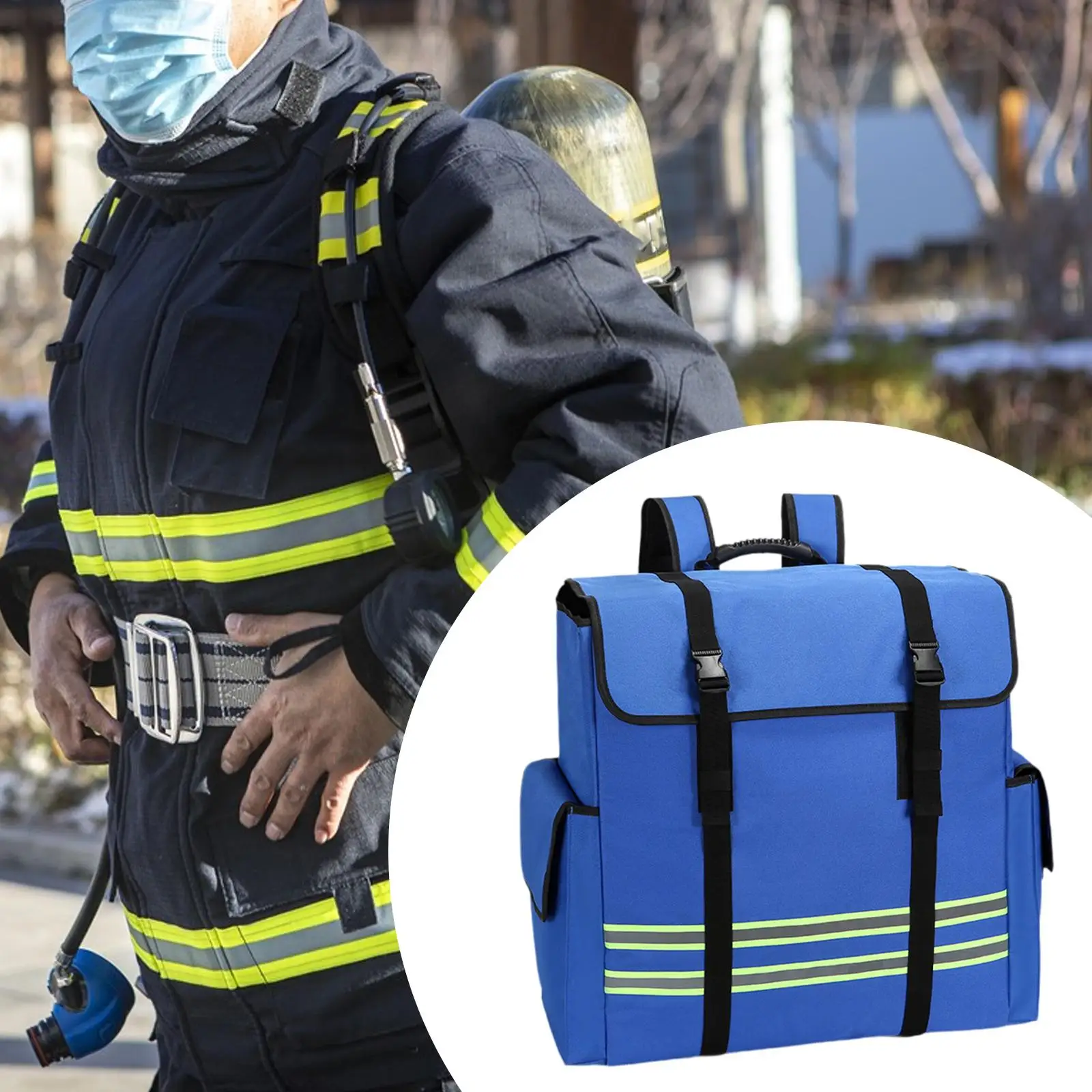 Comfortable Waterproof Fire Hose Backpack Oxford Cloth Bag with Reflective Strips for Evacuation and Rescue
