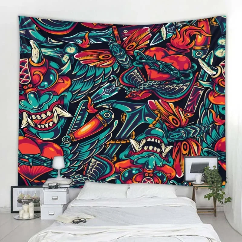 Tapestry dazzling visual art aesthetics wall hanging psychedelic hippie Tapiz living room bedroom dormitory wall decoration