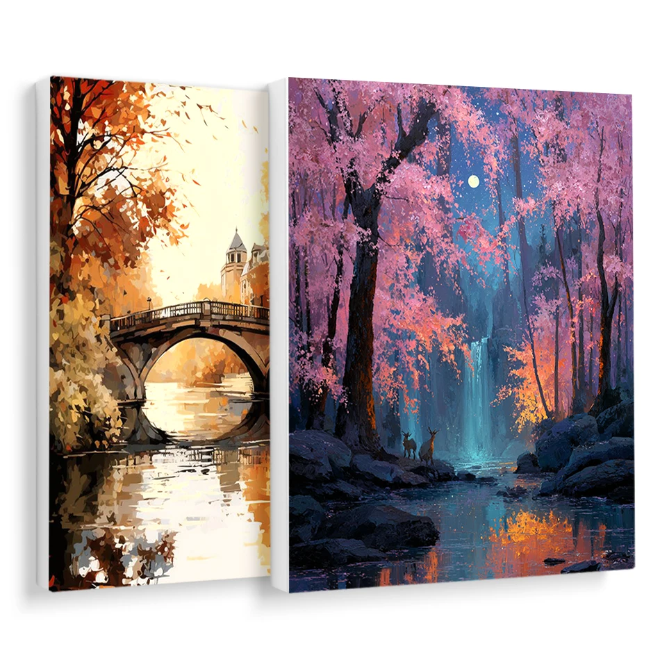 

RUOPOTY Painting By Numbers With Frame Garden Views Framed Wall Art Modern Handiwork Drawing Brushes Diy Crafts Home Decoration