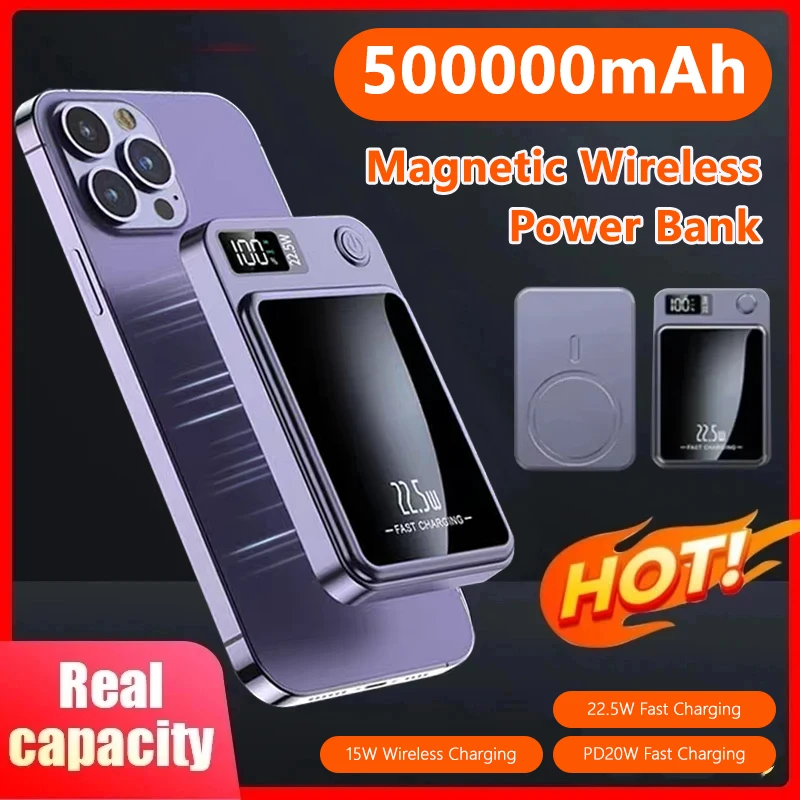 Xiaomi 200000mAh بنك الطاقة المغناطيسي شاحن لاسلكي سريع لحزمة البطارية المساعدة المحمولة Magsafe آيفون هواوي سامسونج