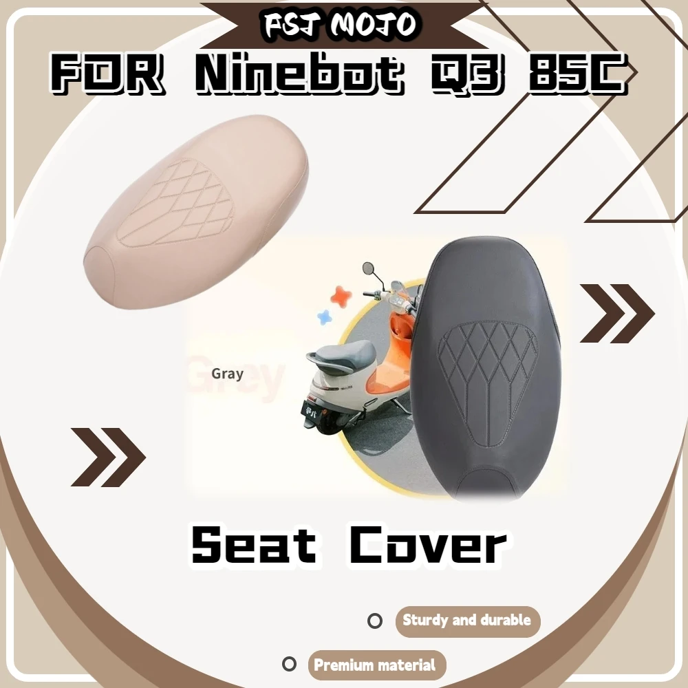 For Ninebot Q3 85C E-Bike Cushion Cover Waterproof Anti-Peeling Leather 3D Emboss Pattern Universal All Seasons Seat Cover
