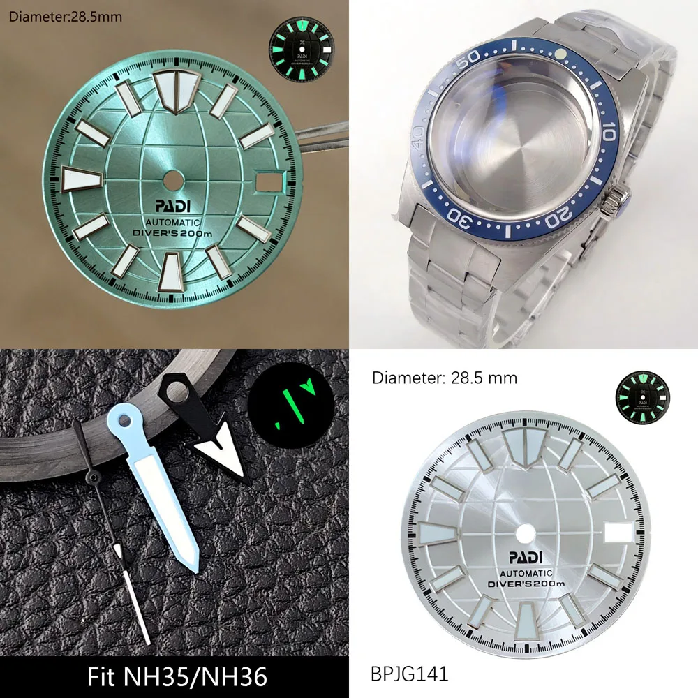 S Logo NH35 Dial 28.5mm Black Green Blue Grenade Shape Dial For NH35/NH36 Movement PADI Samurai s Dial NH35 SRPJ93K1 Watchmods