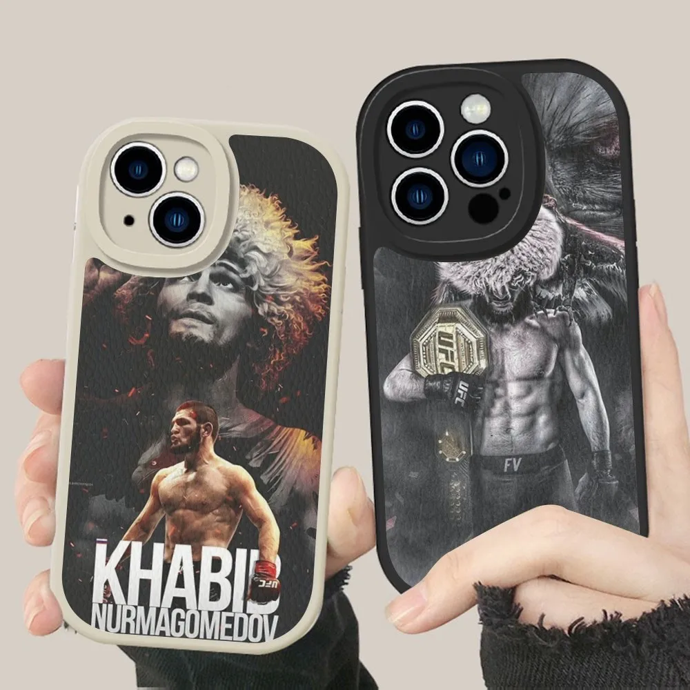 UFC Khabib Cool Nurmagomedov Phone Case Hard Leather For iPhone 16 15 14 13 12 Mini 11 14 Pro Max Xs X Xr 7 8 Plus Fundas