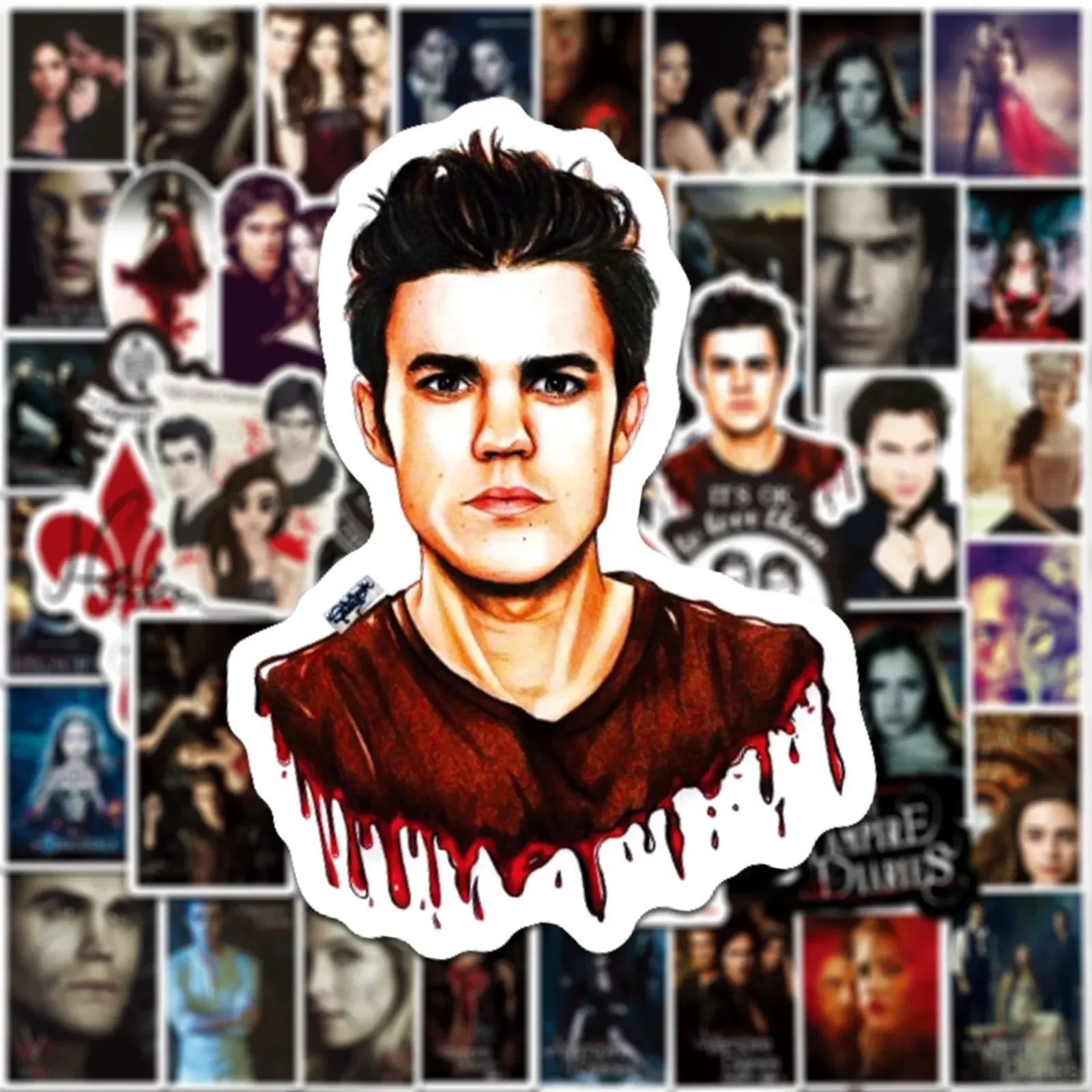 50PCS TV Show The Vampire Diaries Aufkleber Blut Aufkleber Dekoration Koffer Skateboard Gitarre Laptop Tasse Briefpapier Aufkleber