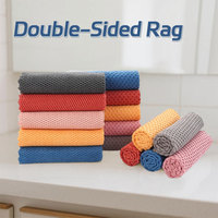 5Pcs Kitchen Cleaning Cloths Soft Absorbent Dishcloth Coral Fleece Wiping Towel Rags Household Cleaning Cloth 30X30CM