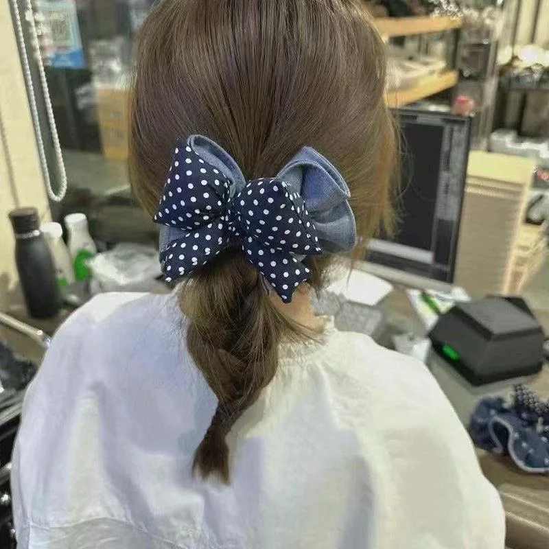 Ladies' Hair Scrunchie Korean Polka Dot Bow Sweet Cute Versatile Hair Bands Headwear High-quality Luxury Brand Hair Accessories