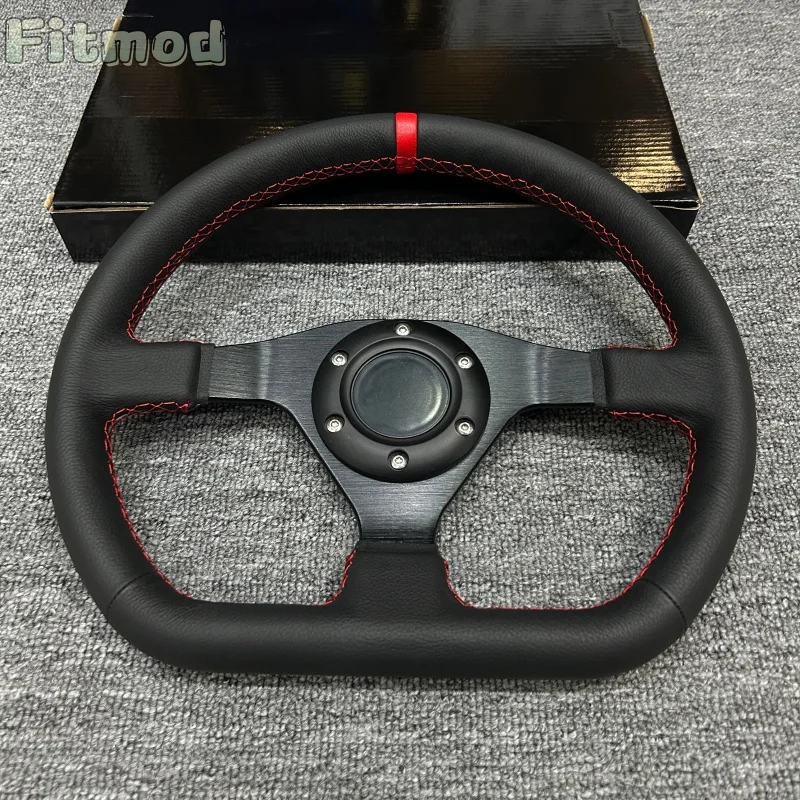 12.6-inch/320mm D-shaped flat high-quality genuine leather racing simulation game steering wheel PCD70MM