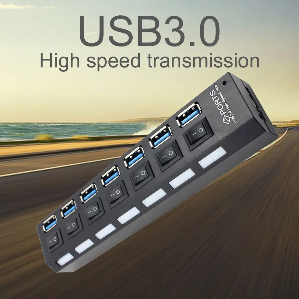 USB 3.0 Hub USB Hub 3.0 Multi USB Splitter Hab 4/7 Port Multiple Expander Use Power Adapter USB3 Hub with Switch for PC