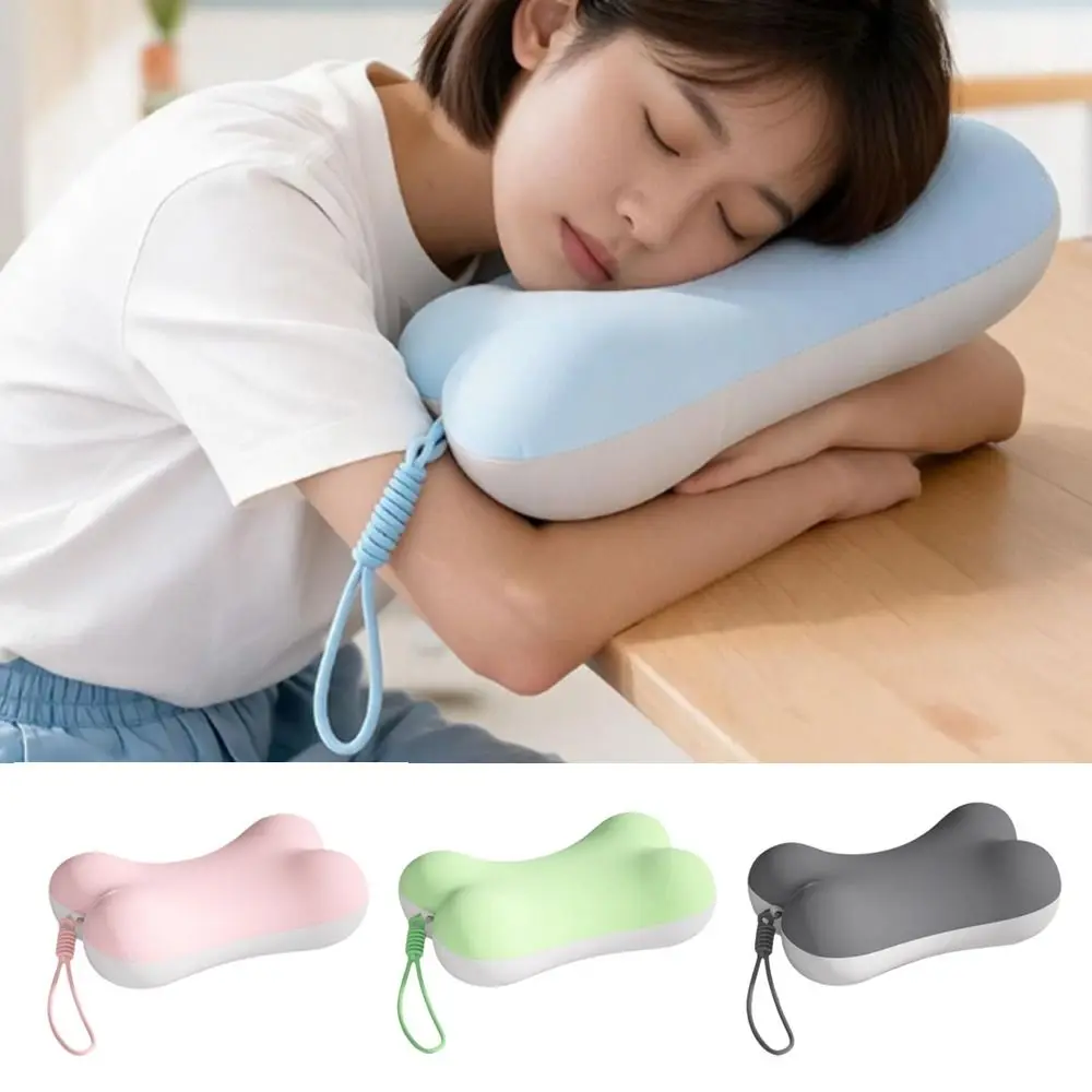 Practical Memory Foam Nap Pillow Ergonomic Breathable Fabric Neck Cushion Soft Support with Carry Strap Desk Pillow Travel Use