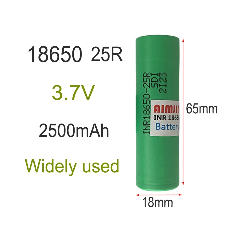 18650 25R 3.7V 2500mAh  Rechargeable Battery With USB Charger, Suitable For Our 18650 Toys, Tools, Flashlight Batteries, Etc