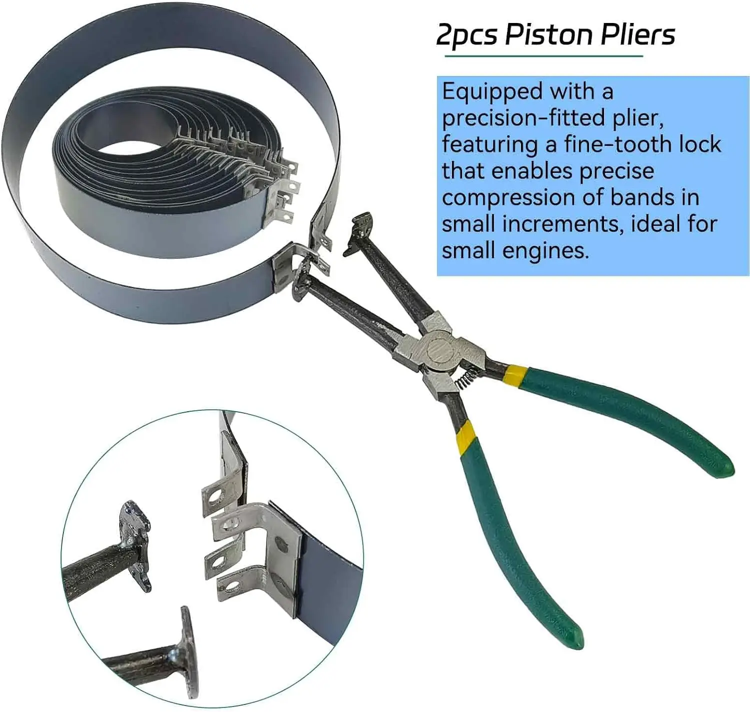 16 PCS Piston Ring Compressor Tool Set with 2 Pliers & 14 Rings (62-145mm) for Car & Truck Engine Repair