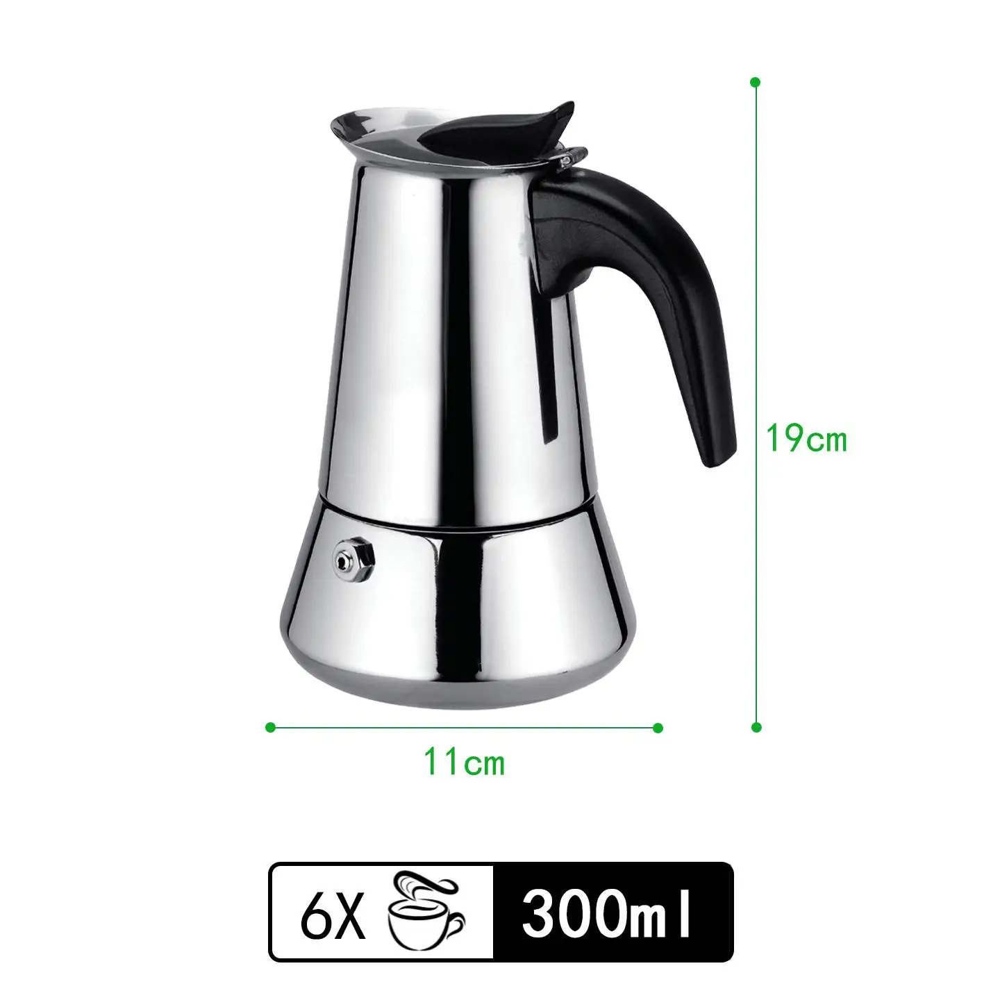 Cafetera Moka de Acero Inoxidable / Cafetera Italiana de Presión / Multiusos para Inducción y Gas / Acero Resistente