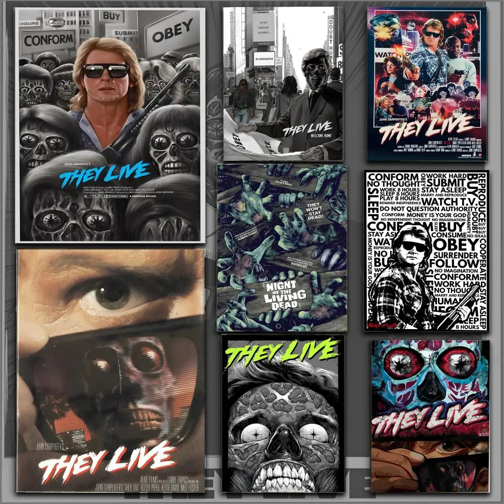 They Live Horrorfilm-Filmplakat, HD-Anime, heißes Thema, Sänger/OST/Film, wasserfest, selbstklebend, Heimdekoration