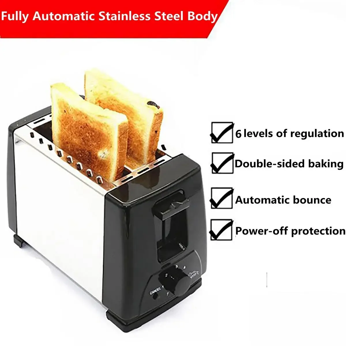 

750W 220V Toaster Bread Toasters oven baking kitchen appliances toast machine breakfast sandwich fast safety maker