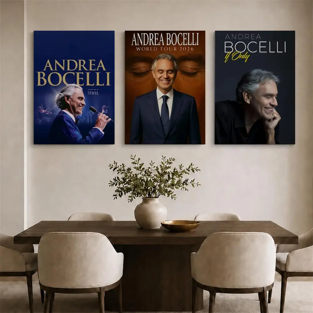 Singer A-Andrea B-Bocelli Framed Wall Painting Ready to Hang Canvas Art Poster for Living Room Bedroom Home Decor Decals