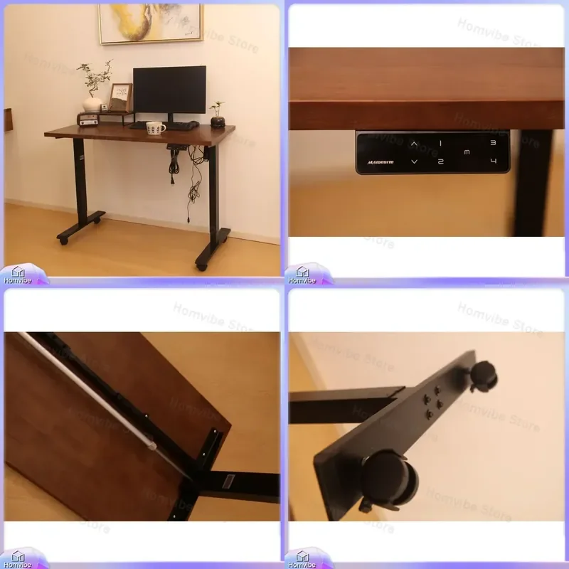 Standing Desk Dual Motor Height Adjustable Sit Stand Desk with Wheels Foldable Portable Computer Table Natural Brown