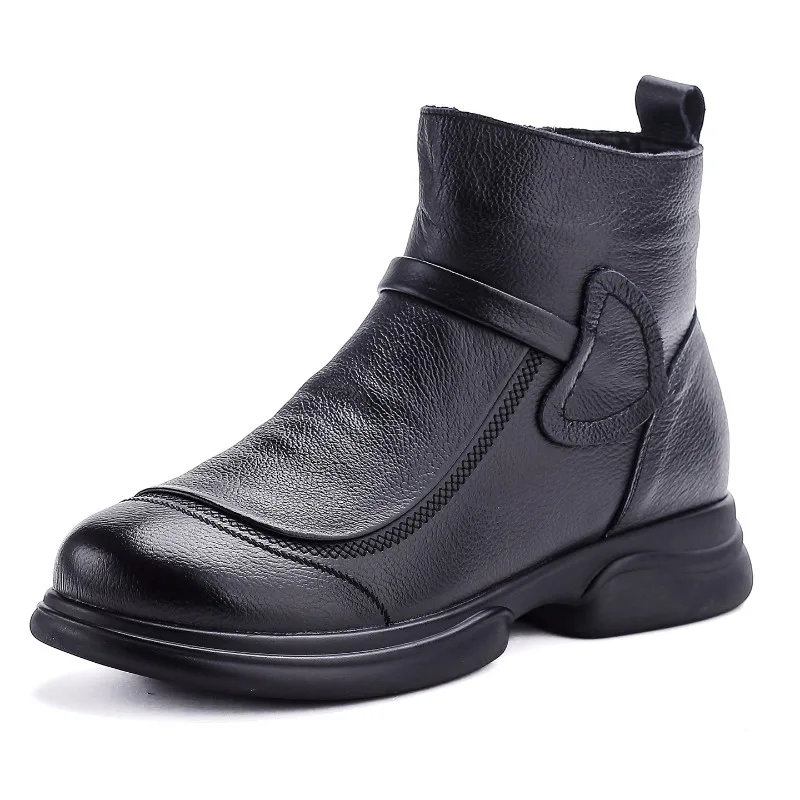 

Осенняя женская обувь из натуральной кожи, женские модные зимние ботинки, женские нескользящие теплые туфли на низком каблуке, женские ботильоны