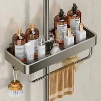 Bathroom Shower Head Holder Wall Mounted No Drilling Required Shampoo Organizer Rack Integrated Design Storage Shelf