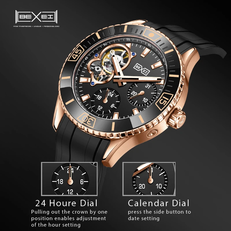 BEXEI 9253 Diving watch mechanical Automatic Movement Man watch sapphire K1 Crystal Business style