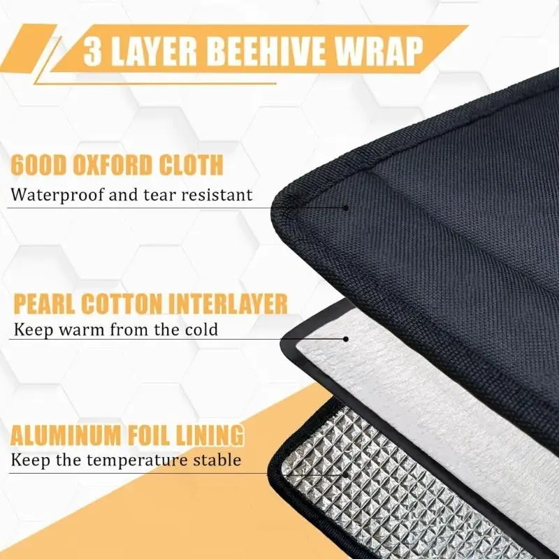 E8BD Winter Colony Box Cover with 600D Fabric Outer, Separate Middle and Aluminum Inner Layers for 8-Frame and 10-Frame Boxes