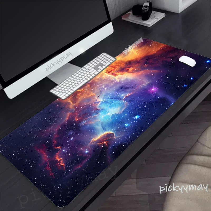 Space 90x40cm XXL Lock Edge Mousepads Large Gaming Mousepad Keyboard Mats Mouse Mat Galaxy Desk Pad For Gift Mouse Pads