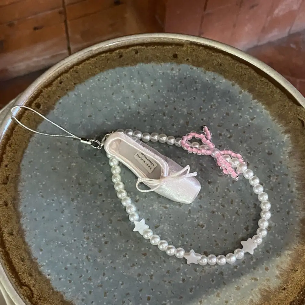 

Phone Pendant Ballet Shoe Star Phone Lanyard Multicolor Keychain Beads Phone Chain Anti-Lost Elegant Cell Phone Strap Women Girl