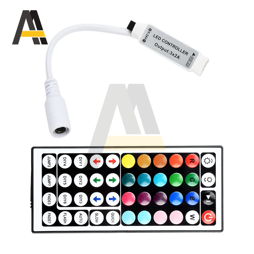 LED RGB 스위치 컨트롤러 미니 44키 USB 커넥터 IR 리모컨 디머 (5050 2835 RGB LED 스트립 조명 TV 백라이트용)