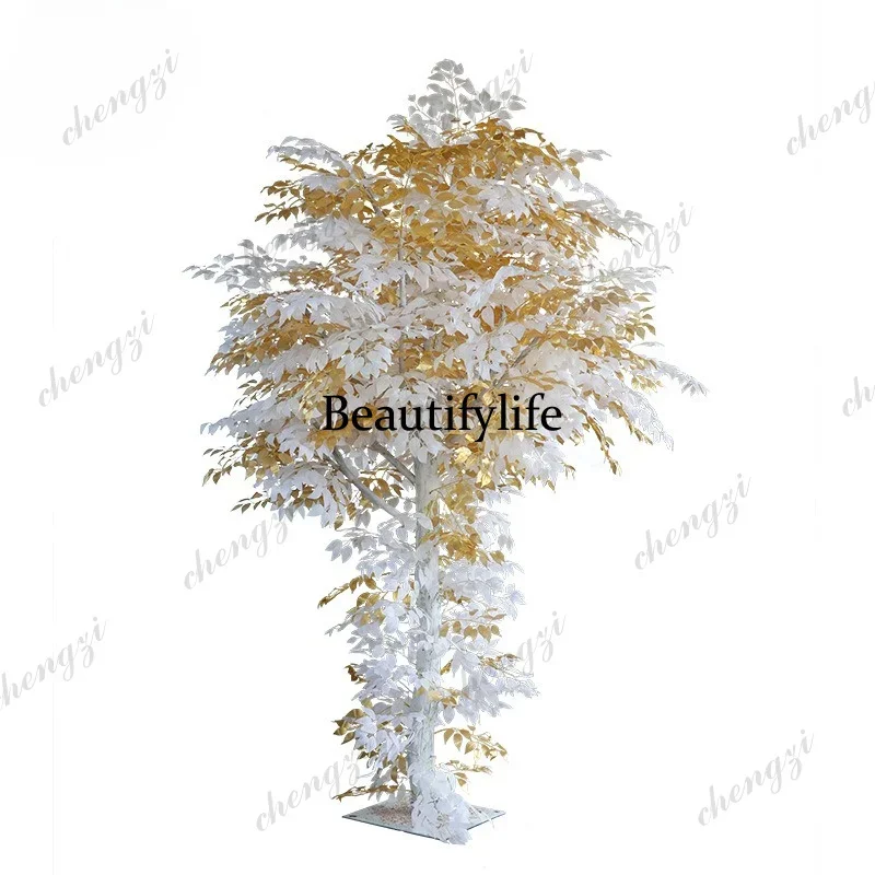 X173 simulated banyan tree indoor and outdoor big tree simulation two-color real wooden pole fake banyan tree