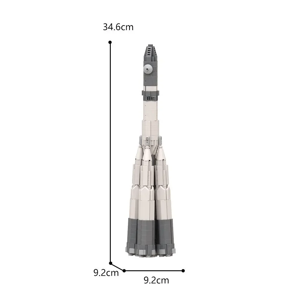 Bloques de construcción de vehículos de lanzamiento de estación espacial para niños, Kits de bloques de construcción de cohete, familia Vostok, modelo DIY, rompecabezas, juguetes para niños, regalo de cumpleaños, 709 MOC-104017