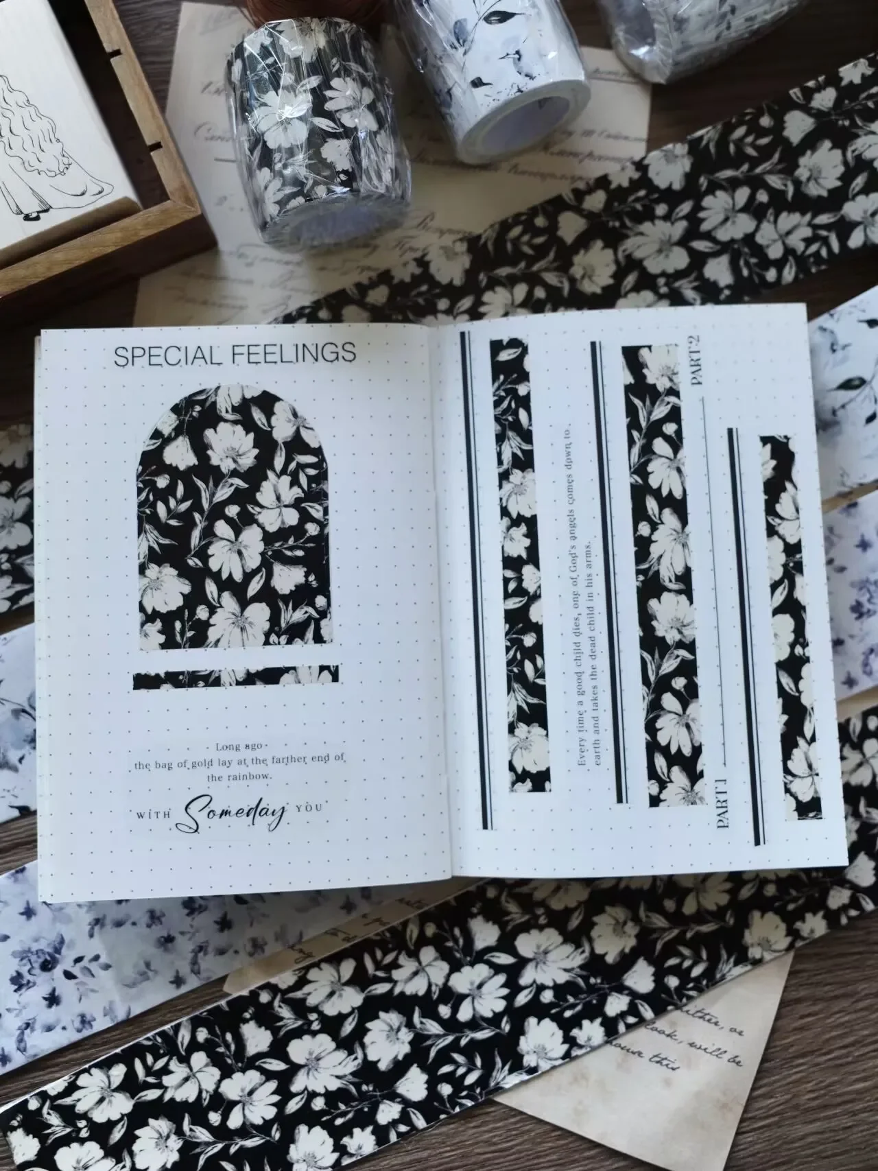 Masking Washi Tape New Ink Flower Series Base Flower Masking Washi Tape Light Retro Sticker