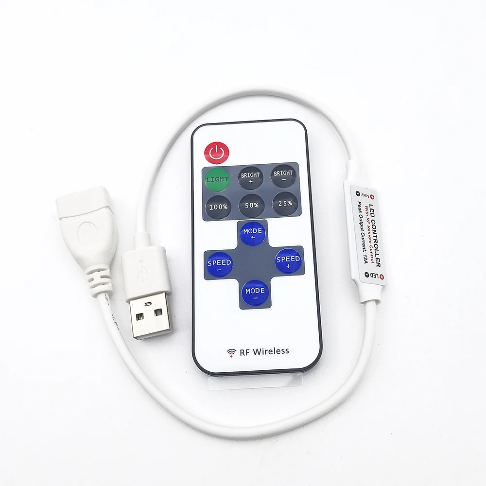 DC5-24V Mini 11Keys RF Wireless Led Remote Controller Led Dimmer Controller For Single Color Light Strip SMD5050/3528/5730/3014/
