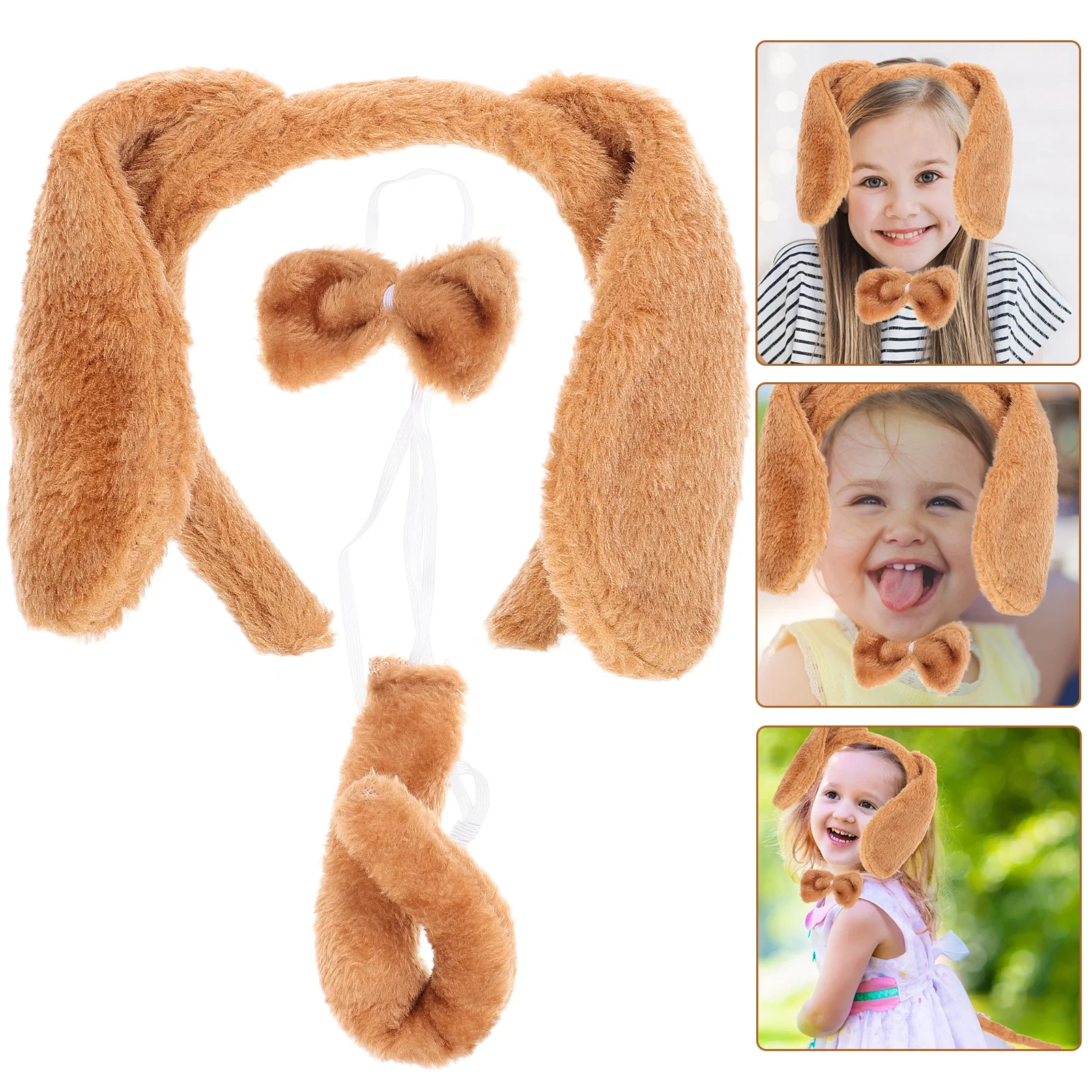 

Animals Cosplay Bow Tie Dog Costume Tails Coffee Headbands for Kids Accessories Child