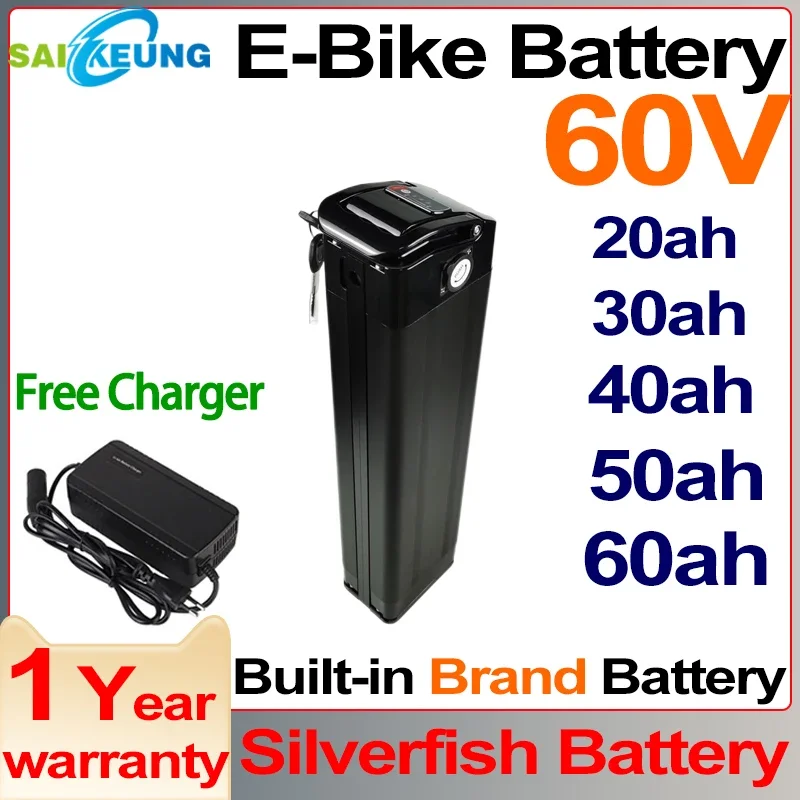 Silverfish 60v 60ah Batterie Titanate Frame Fahrrad 48v72v EBike Akku Accu Electric Bicycle 3000w 20 30 40 50ah  Lithium Battery