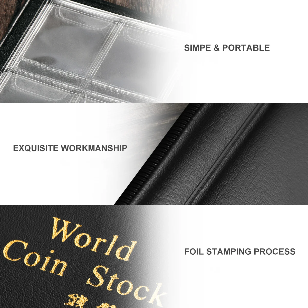

1Pcs Portable Coin Collection Album 10 Pages 120 Pockets Sturdy Build Easy to Carry for Coin Enthusiasts Black